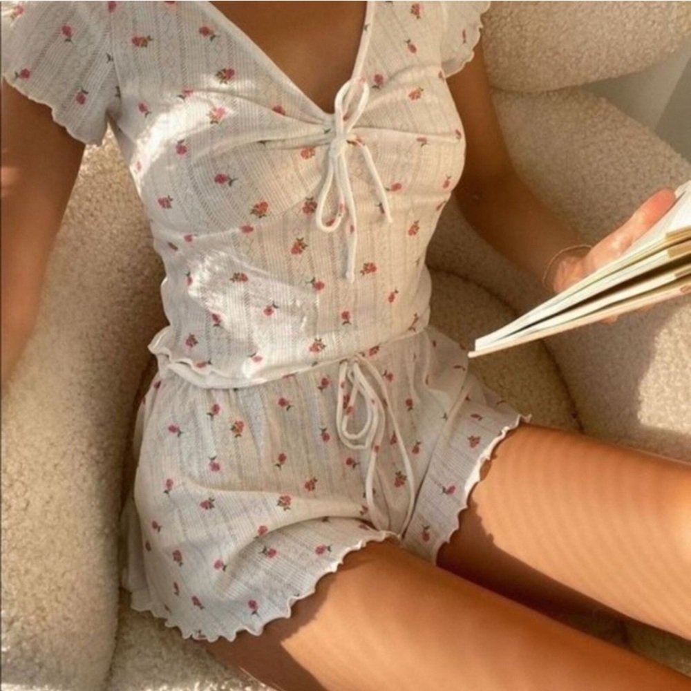 For love and lemons pointelle pj top and short set bottoms medium and top small